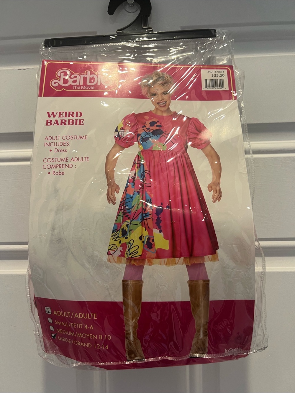 Weird Barbie Doll Costume Dress Women Adult Movie Cosplay Halloween L 12-14 NEW